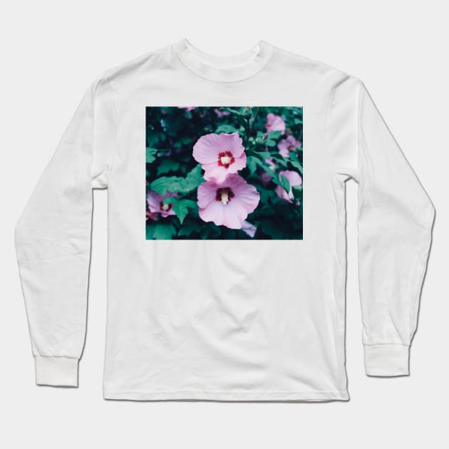 Two Hibiscus Flowers Long Sleeve T-Shirt by Rosey Elisabeth